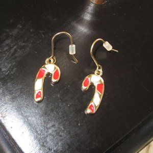Vintage 90's Candy Cane Claries Enamel Earrings